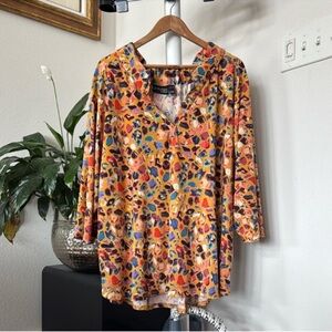 Attitudes by Renee Como Jersey Smock Back Tunic Top/Blouse/Shirt Mustard Sz 3X